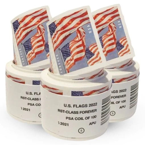 (2022) USPS Forever American Flag Stamps Rolls