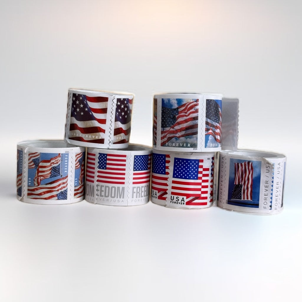 Limited Stock! USA Flag Stamps - Perfect for Small Business & Weddings1 Roll=100 stamps