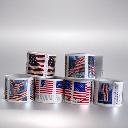 Limited Stock! USA Flag Stamps - Perfect for Small Business & Weddings1 Roll=100 stamps