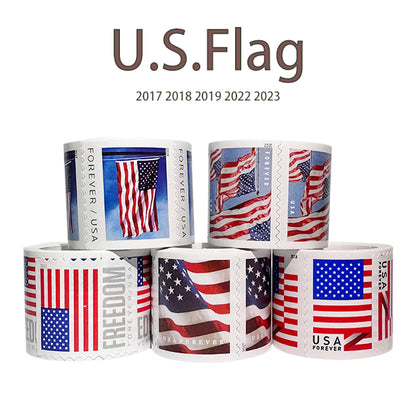 Stamps stickers gift cards and envelopes, documents, bills, postcards