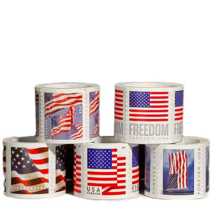 Stamps stickers gift cards and envelopes, documents, bills, postcards