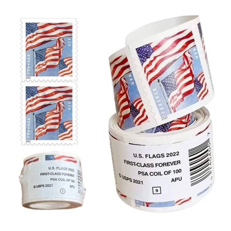 Limited Stock! USA Flag Stamps - Perfect for Small Business & Weddings1 Roll=100 stamps