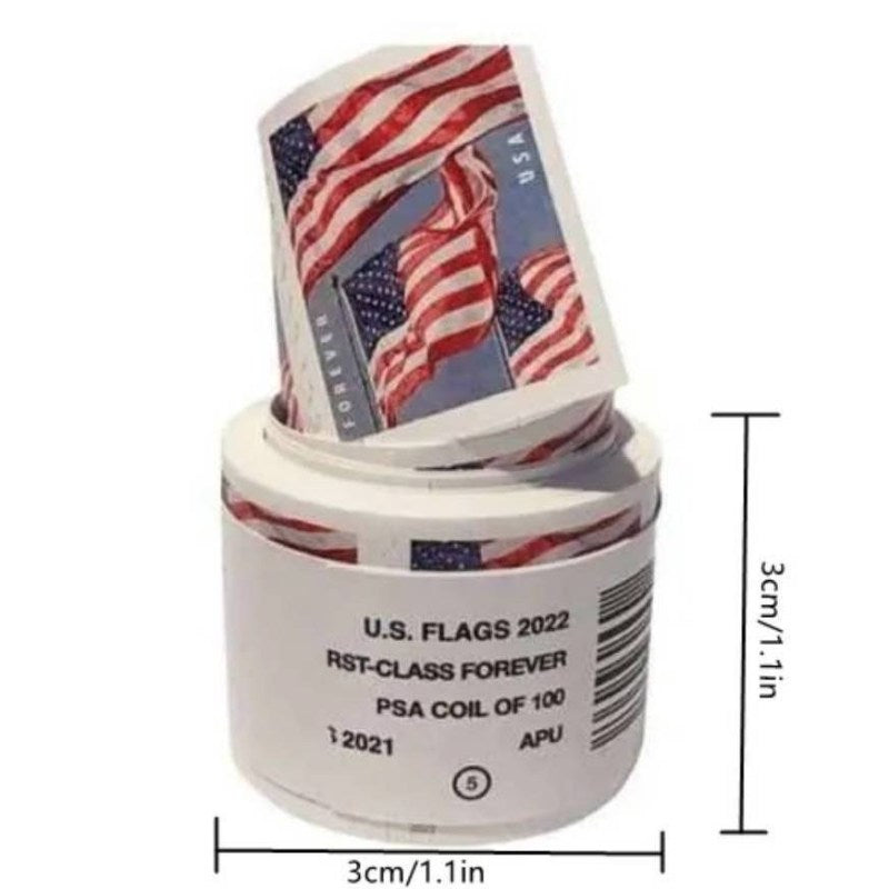 Limited Stock! USA Flag Stamps - Perfect for Small Business & Weddings1 Roll=100 stamps
